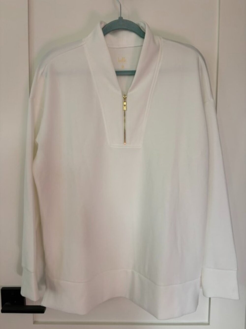 Belle by Kim Gravel White Gold Half Zip Oversized Pullover L